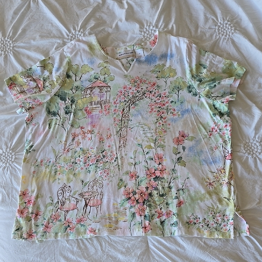 Short Sleeve Colorful Floral Top